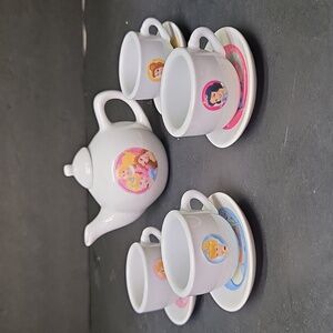 Disney Princess 10 Pieces Mini Porcelain Tea Cup Saucer Teapot With Lid Set